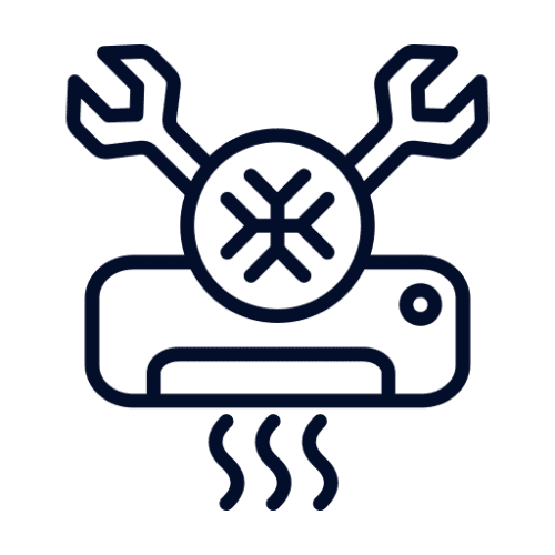 Icon of air conditioning unit with tools.