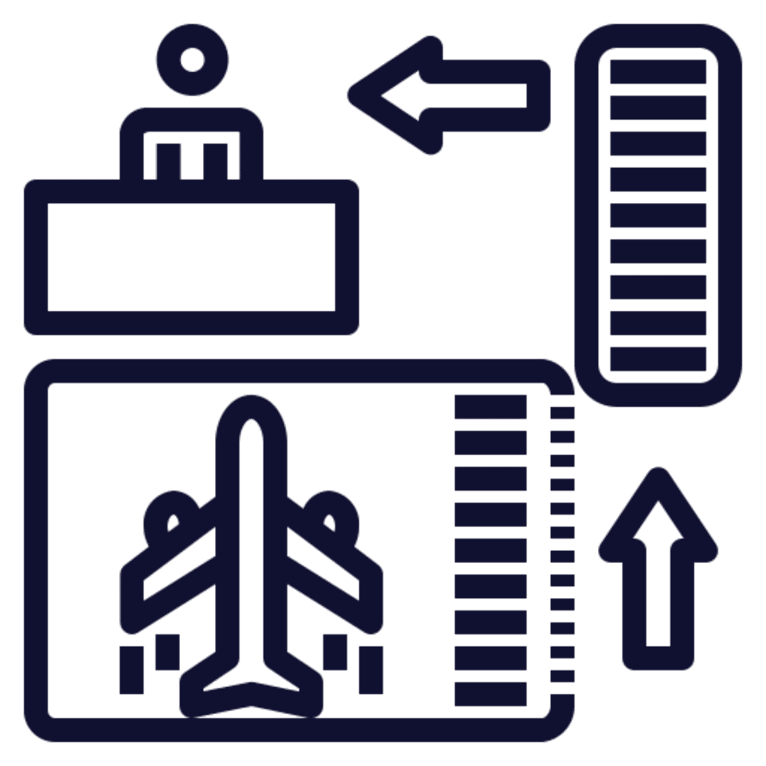 Illustration of airport ticketing process