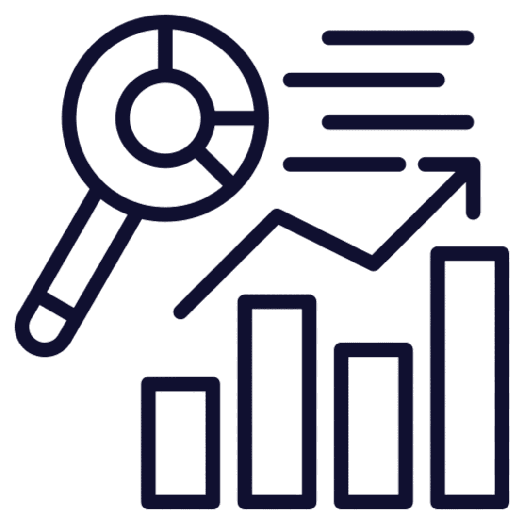 Graph showing data analysis and growth trends.