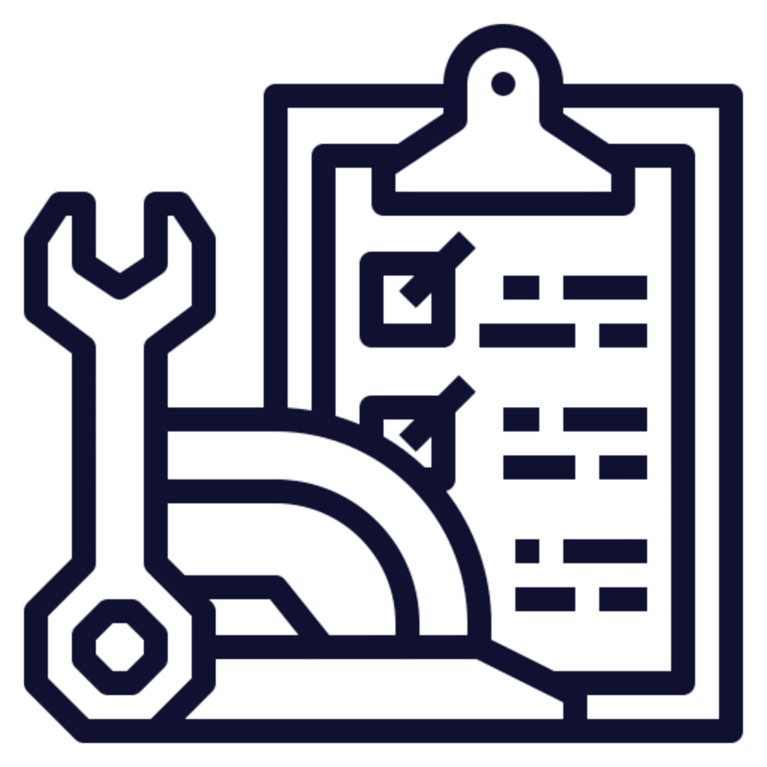 Checklist and wrench for project tasks